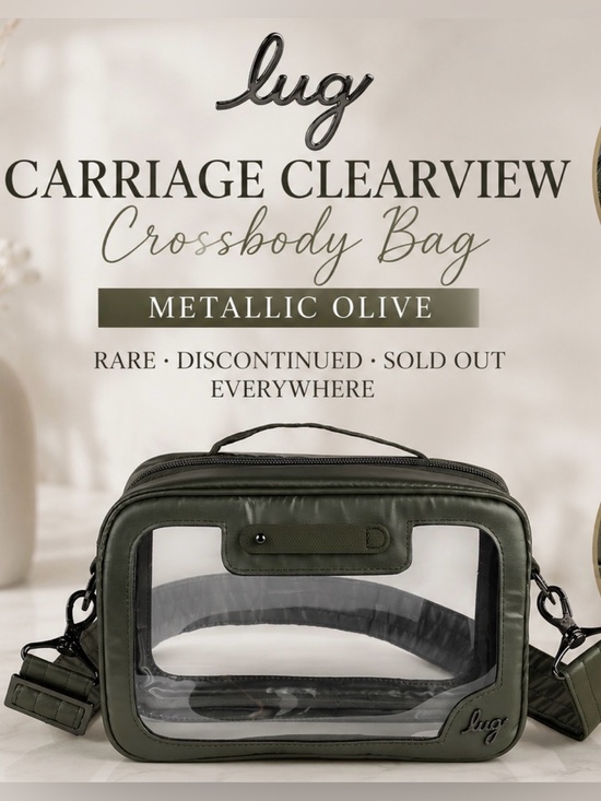 lug Handbags - Lug Carriage Stadium Bag Metallic Green See Thru Crossbody Adjustable Strap NWT